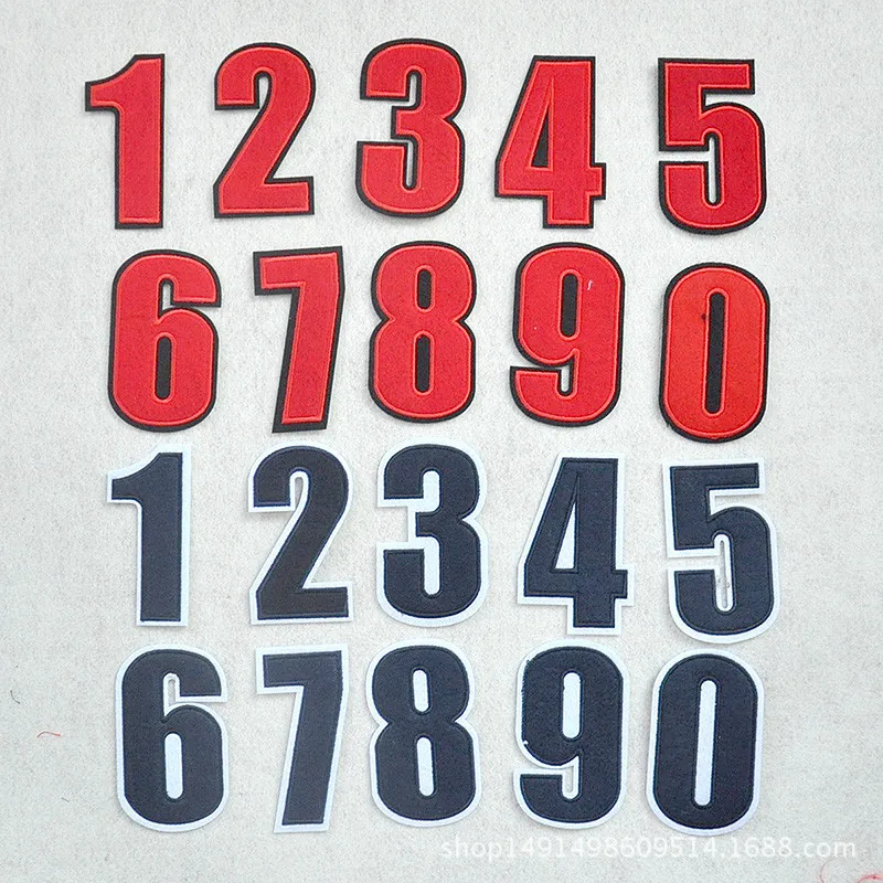 

50 шт./лот, Роскошная большая вышитая нашивка, красная, черная одежда, украшение, цифровой мяч, Униформа, игрок, Джерси, командная этикетка