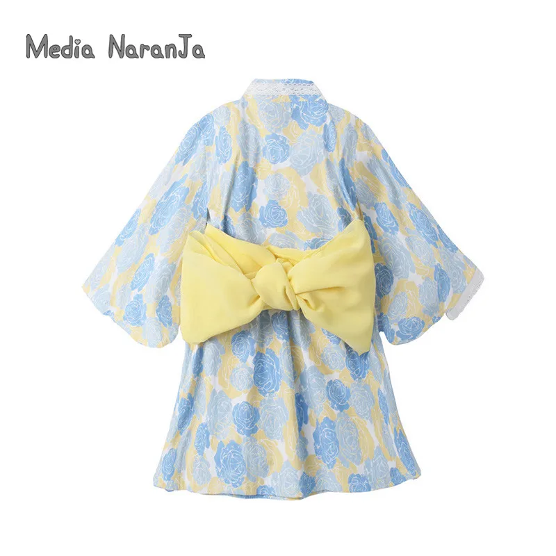 Одежда для маленьких девочек новое весеннее кимоно с принтом банное платье