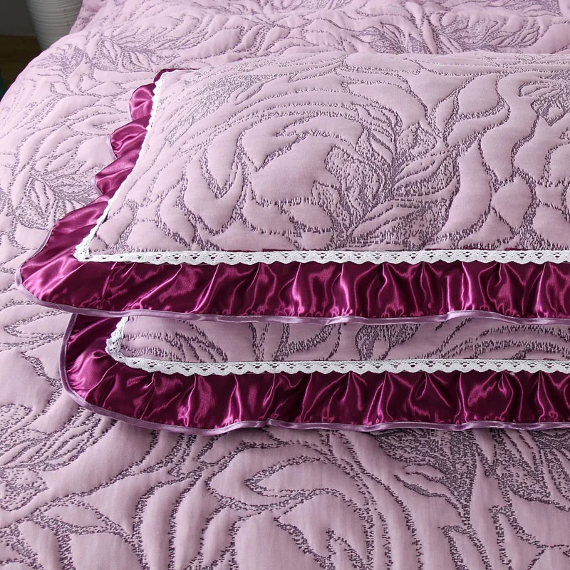 Роскошное трикотажное хлопковое покрывало с оборками фиолетового белого и