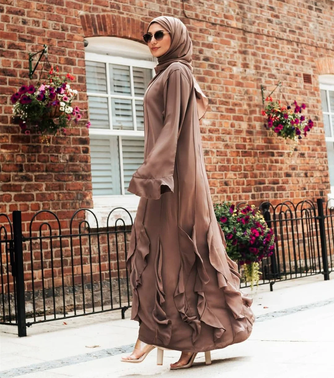 

Muslim Abaya Women Nida Maxi Dress Chiffon Hijab Cardigan Kimono Long Robe Gowns Jubah Middle East Ramadan Eid Arab Islamic