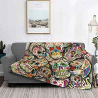 sugar skull collage blanket coral fleece plush printed horror scary super warm throw blankets for bedding couch bedspread