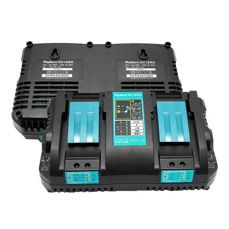 hot double battery charger for makita 4a charging current 14 4v 18v bl1830 bl1815 bl1430 bl1420 dc18rc dc18rd dc18ra power tool free global shipping