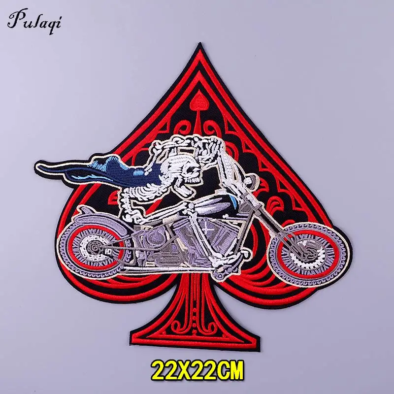 Большие вышитые нашивки в стиле панк, скелетоны, наклейки на куртку, термоклейкие нашивки с милыми цветами для одежды