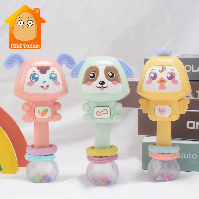 

0-12 Month Musical Flashing Baby Rattles Cartoon Hand Bell Colorful Cute Animal Music Jingle Early Educational Toys For Newborn