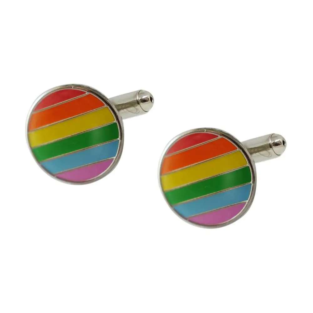 Металлические круглые запонки для геев радужные цвета 15 мм | Дом и сад