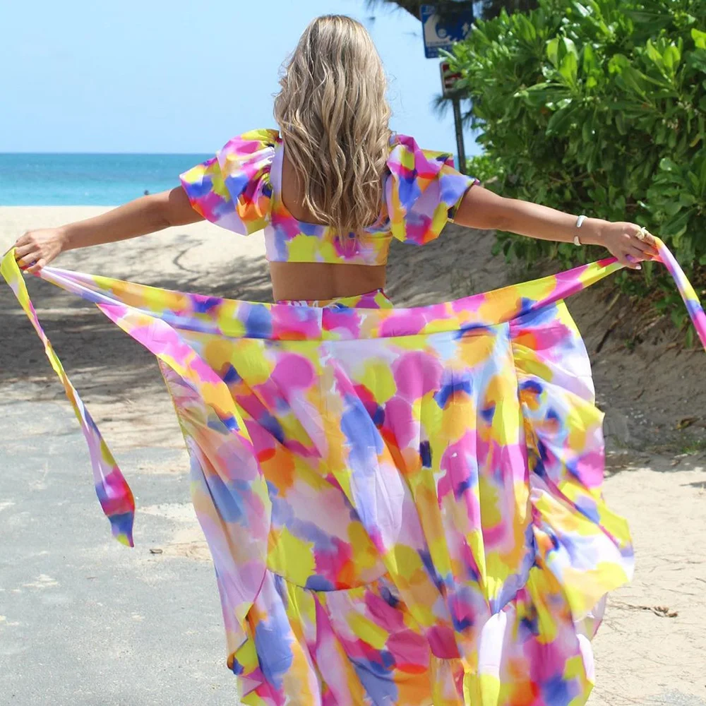 Купальник женский с оборками высокая талия 2021 купальный костюм пуш