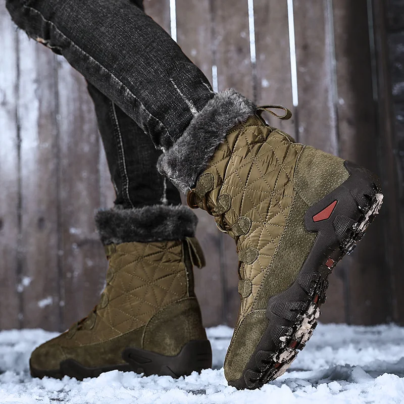 

New Winter With Fur Snow Boots For Men Sneakers Male Shoes Adult Casual Quality Waterproof Ankle -30 Degree Celsius Warm Boots