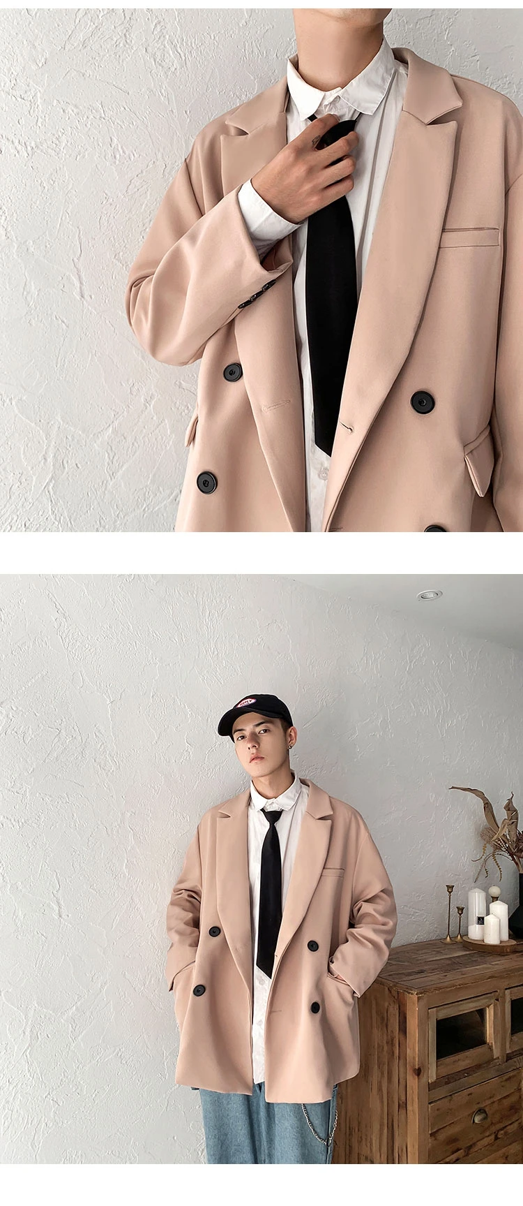 Korean New Men Blazer Black Oversized Blazer Masculino Casual Student Men Blazer hombre