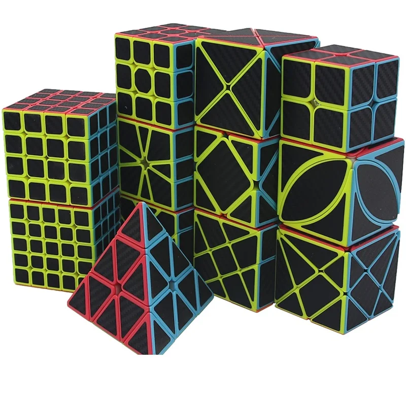 QIYI 11 kinds Cube 2x2 3x3x3 4x4 5x5 Carbon Fiber Sticker Speed Magic Cubes Puzzle Toy Children Kids Gift Toy Adult