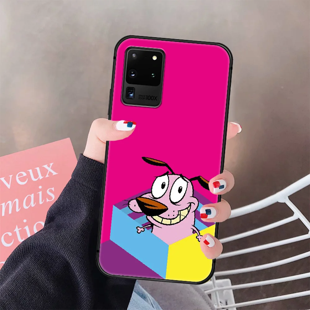 

Cute Cartoon Cowardly Dog Phone Case Cover Hull For Samsung Galaxy S 6 7 8 9 10 e 20 Edge Uitra Note 8 9 10 Plus black Back