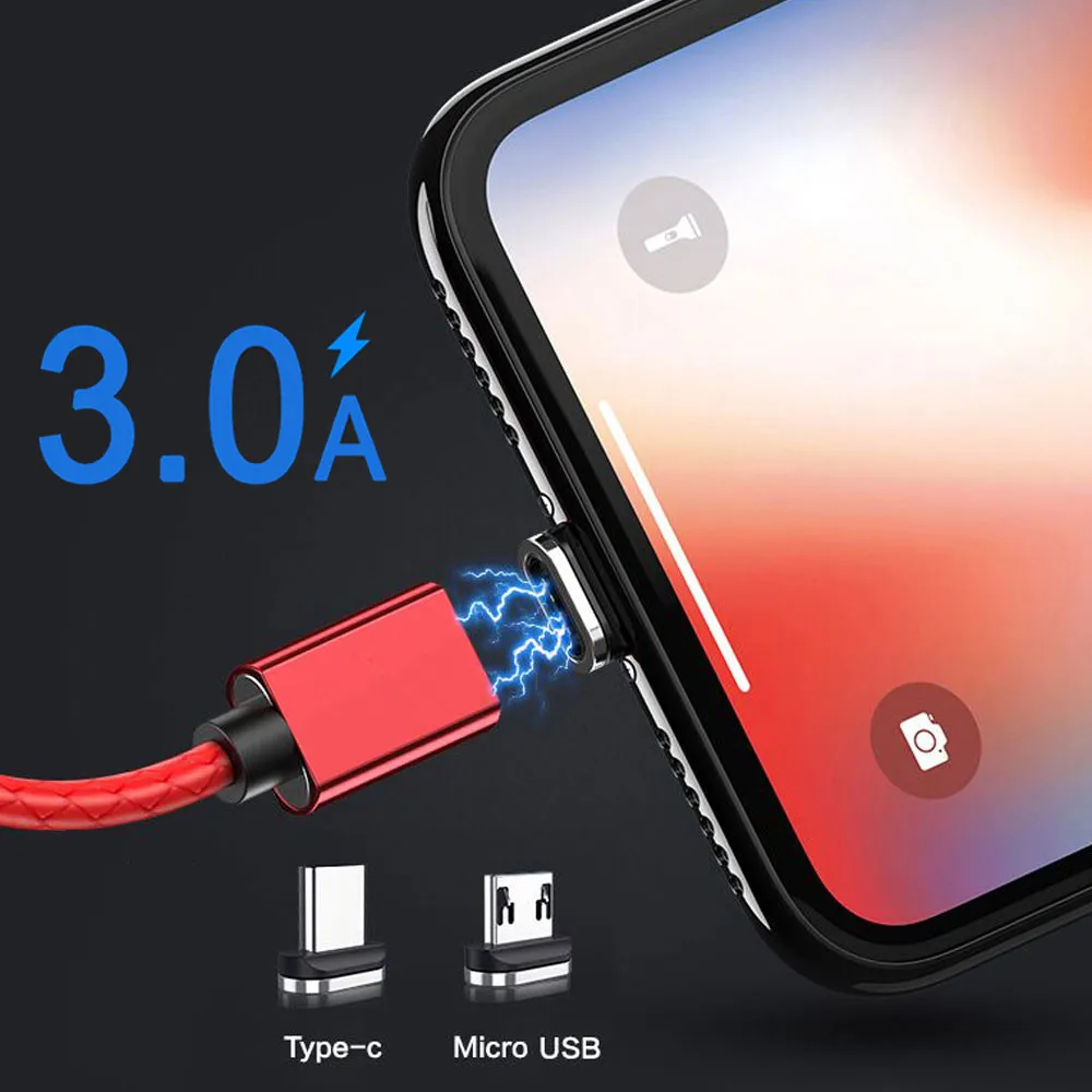 3A(Max) Магнитный кабель для быстрой зарядки usb type C Micro USB для xiaomi samsung huawei iPhone Магнитный кабель для синхронизации данных USB C кабели