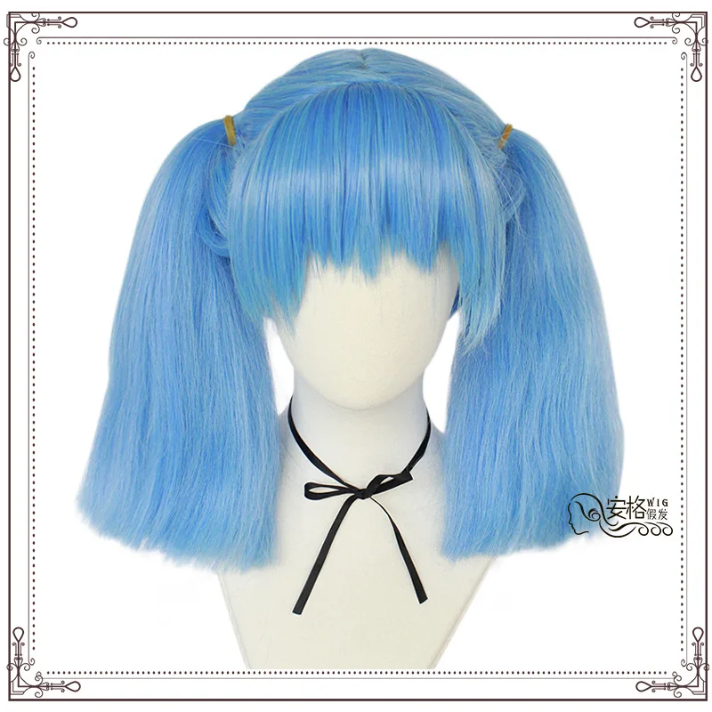 

Парик для косплея Салли из синтетических волос, термостойкий, с конским хвостом, синие короткие волосы для костюма