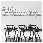 Испанский благословит Еда надписью Amen Стены Стикеры Bendice ла Продовольственная ставки Nosotros всей семьи Цитата Термоаппликации для кухни на стену столовая винил