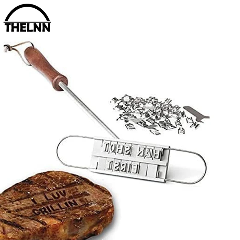 

BBQ Meat Branding Lron Portable Replaceable Letters Great For Branding Steaks, Burgers, Chicken With Your Name Picnic Tools