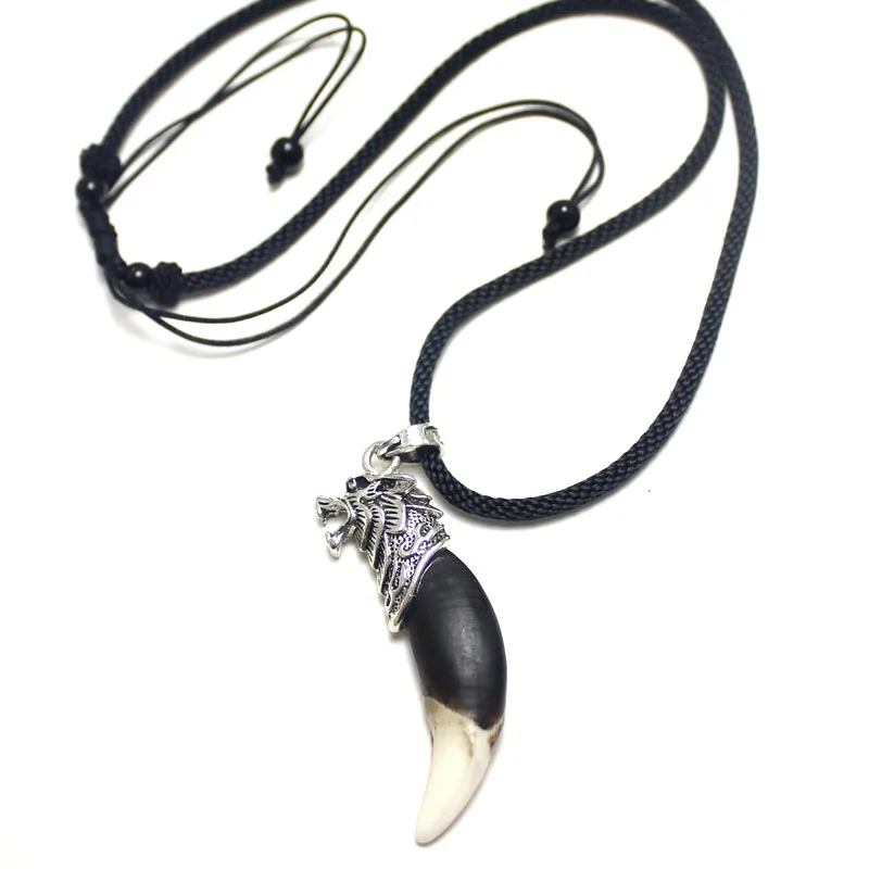 Ожерелье с волчьими зубьями Мужская подвеска реальными храбрости аксессуары в