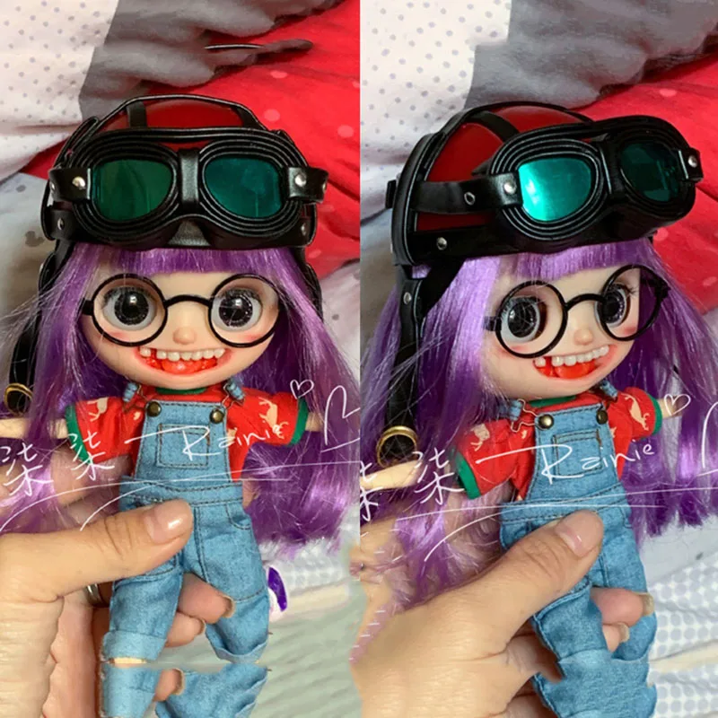 Шлем мотоциклетный Bybrana BJD 1/3/1/4/1/6 прозрачный голубой/блестящий серебристый|Куклы|