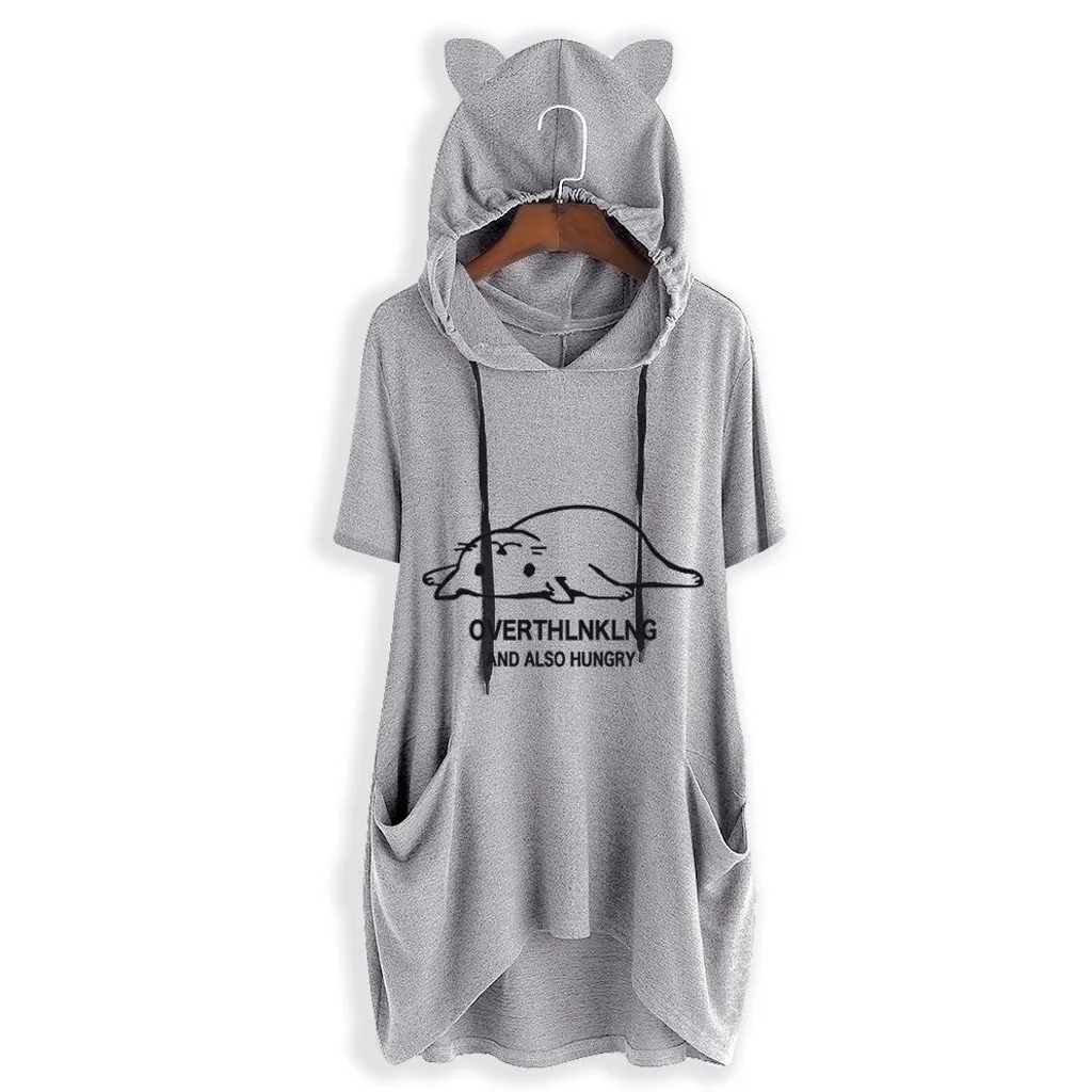 JAYCOSIN модная женская повседневная толстовка с капюшоном и кошачьими ушками