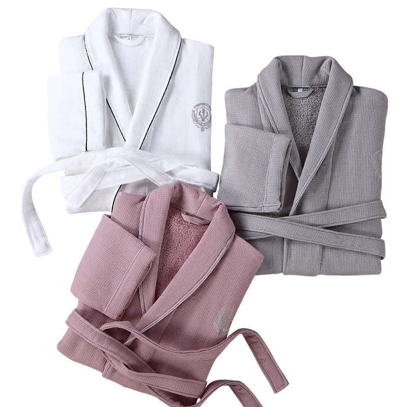 Зимние халаты для мужчин и женщин 100% хлопок вафельная утолщенная ткань