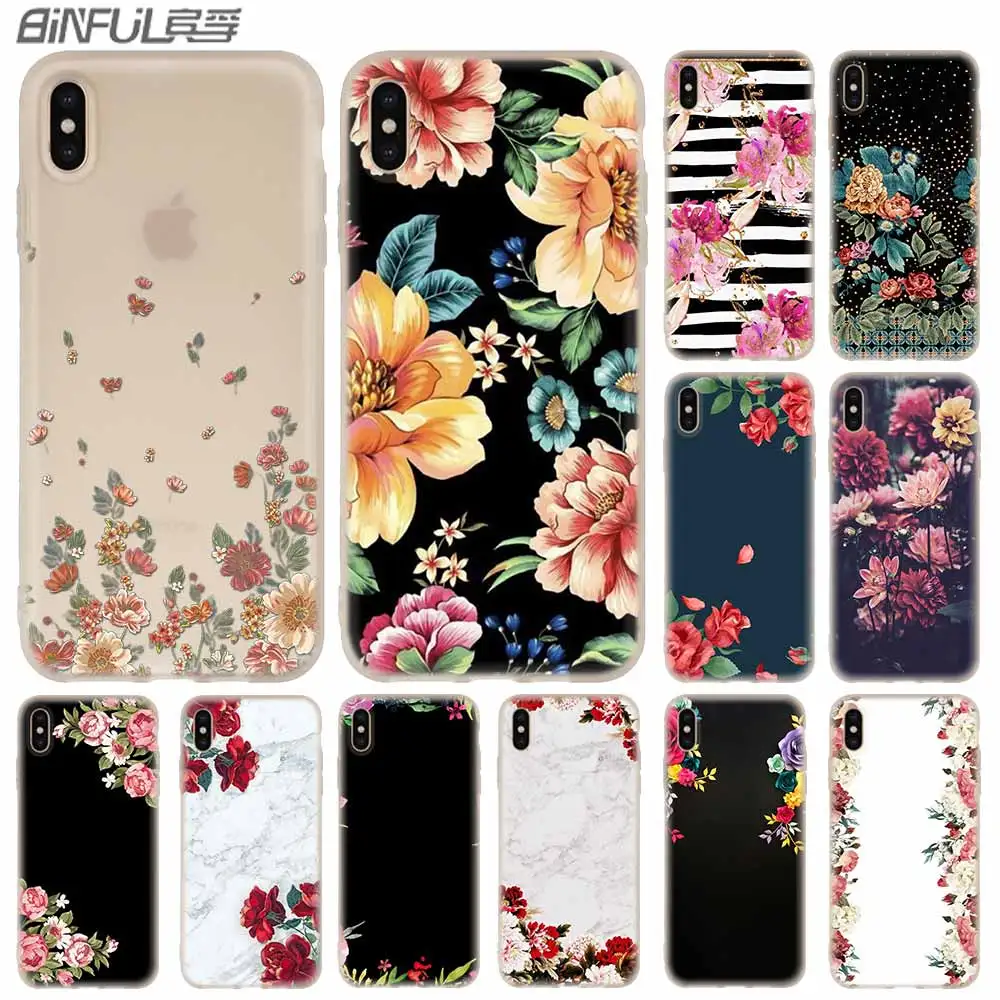 Силиконовый мягкий чехол с рисунком пиона Sunflowe Rose Daisy для iPhone 12 11 Pro X XS Max XR 8 7 6 Plus 5s