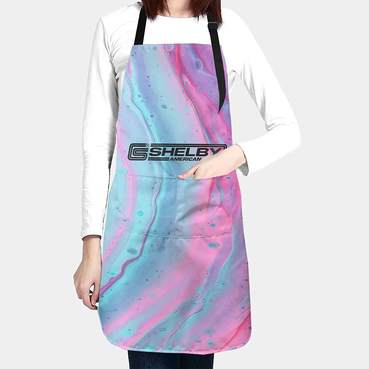 

Adult waterproof apron with pocket home kitchen cooking, baking, gardening, flower arrangement, painting, adjustable