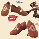 COS Hutao обувь Genshin ударопрочная игра Ху Тао Косплей матовая ткань из искусственной кожи Хэллоуин вечерние аниме Женская ролевая игра обувь
