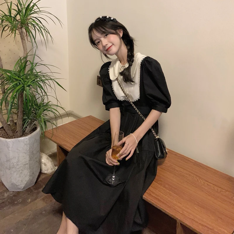 Черный Французский Стиль кружевное платье с воротничком для куклы 2021 женская