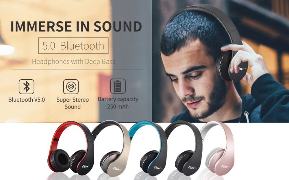 Eson стильные bluetooth-наушники с поддержкой наушников для мобильного телефона с микрофоном, bluetooth-наушники