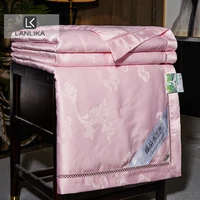 lanlika women top grade 100 natural silk pink quilt duvet filling silk queen king comforter jacquard duvet cover for deep sleep