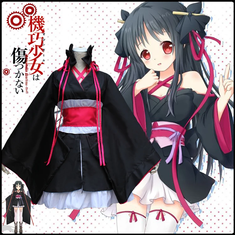 

Machine-Doll wa Kizutsukanai Japan Anime Cosplay Costume Maid Lolita Fancy Dress Kimono Halloween Costumes