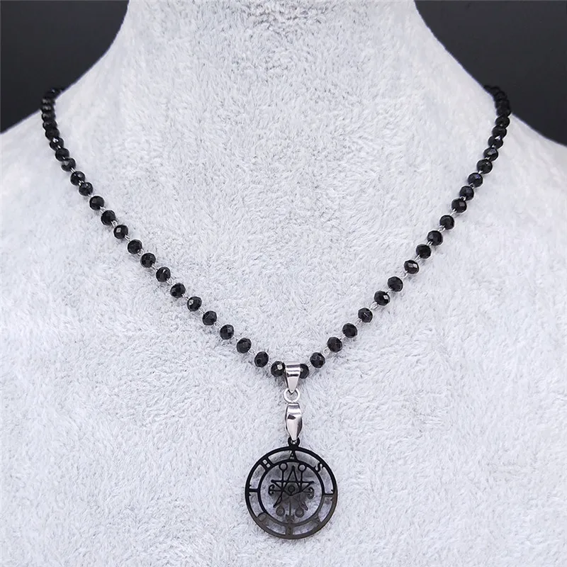 Фото Astaroth, Sigil Goetia, Хрустальная бусина, ожерелье из нержавеющей стали, сатана, Sigil, satanic, патч-булавка, ювелирные изделия N3545S02 №2