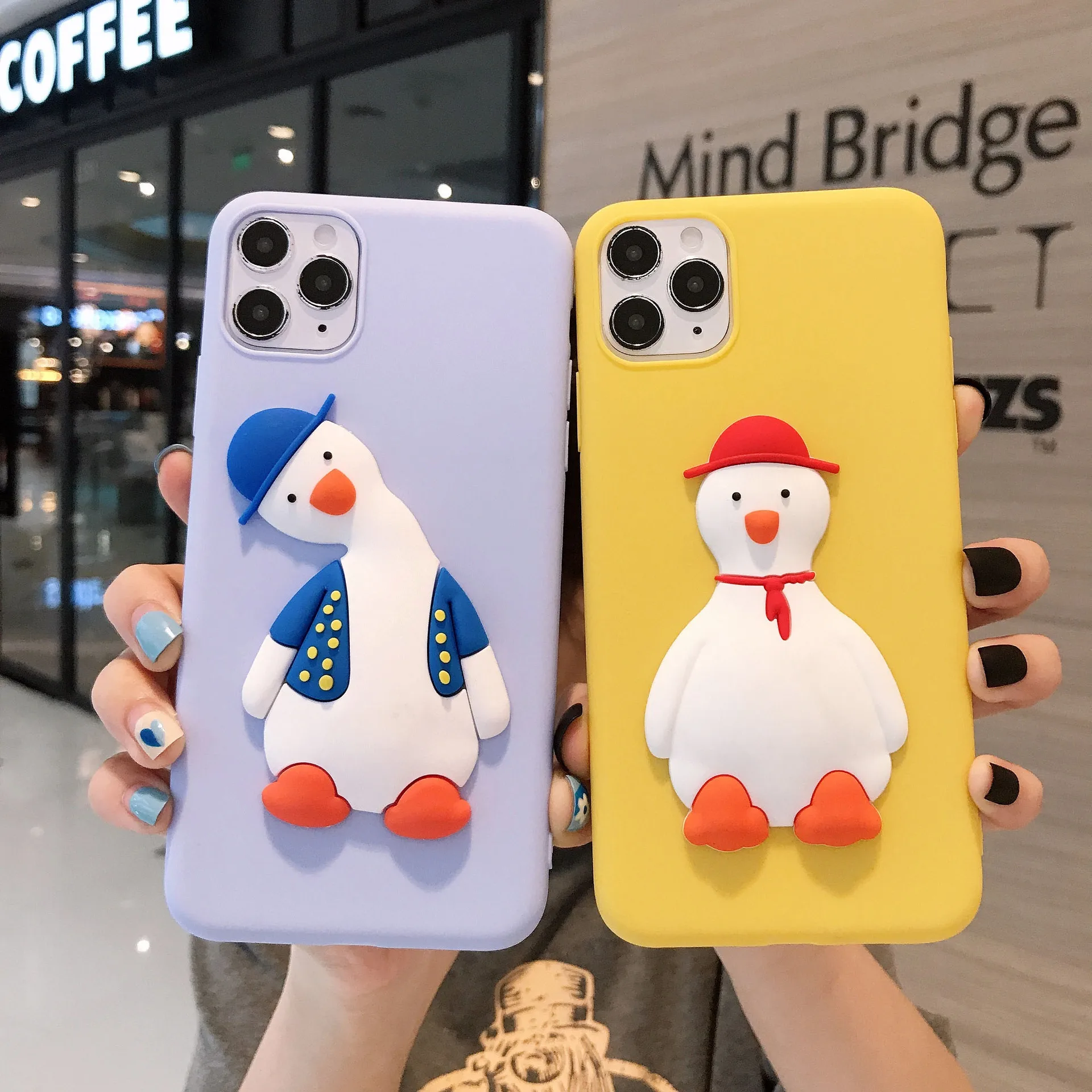 

3D Cute Funny Duck Silicone Soft Case For IPhone 13 12 11 Pro Mini XR X XS Max 7 8 SE 2020 6 6s Creative Anti-fall Cover