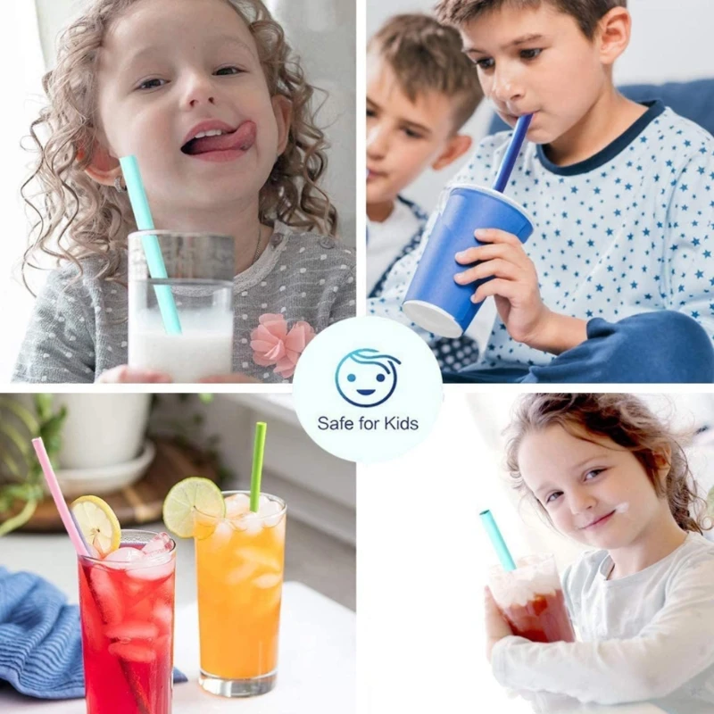 

Reusable Silicone Straws, Easy to Clean, Resealable Leakproof Silicone Collapsib