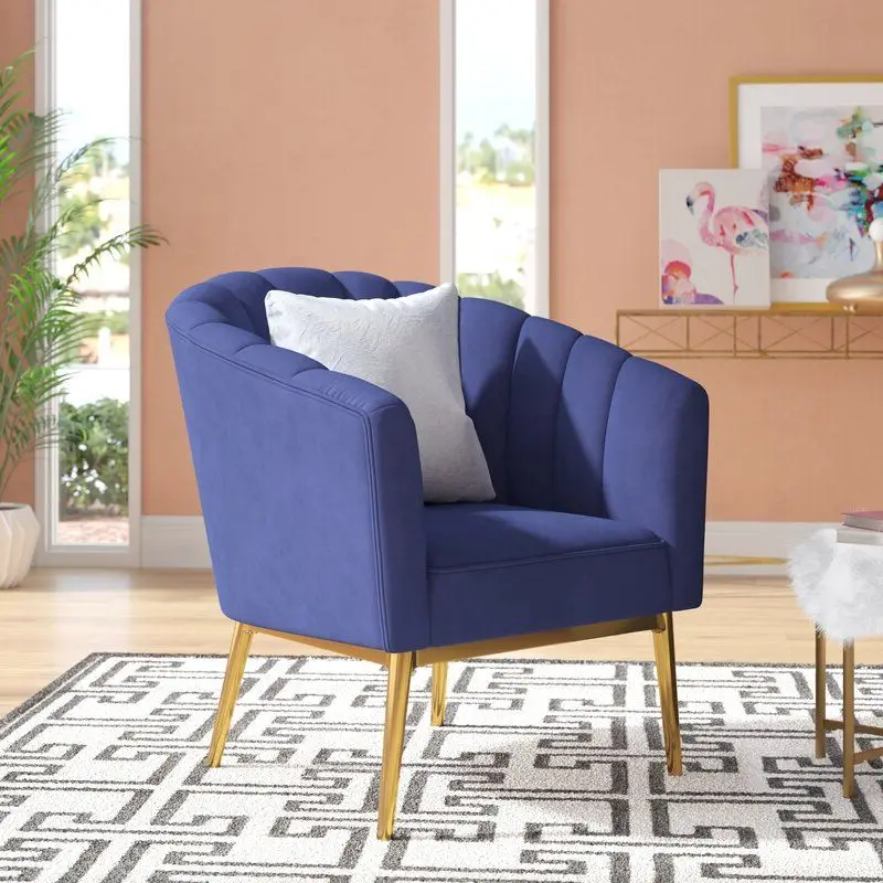 

Modern Designs Linen Velvet Tufted Leisure Armchair Hall high-back velvet sofa chair with metal legs
