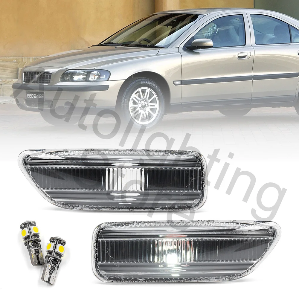 

2X для Volvo S60 MK1 Pre-Facelift S80 V70 MK2 XC70 XC90 2003-2005, прозрачные фонари для указателей поворота с лампочками