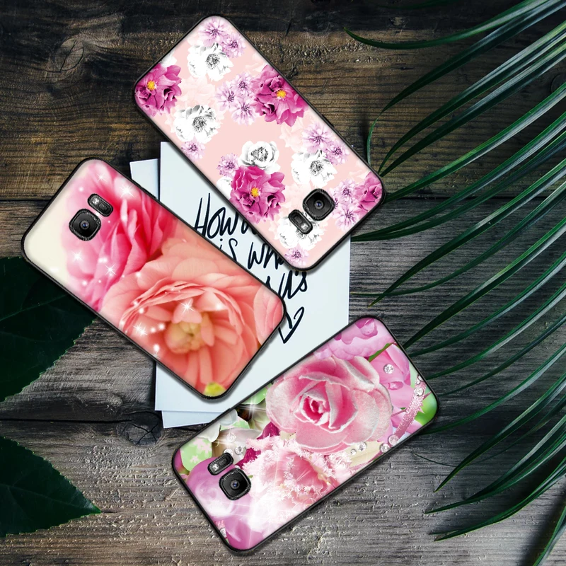for Samsung M10 M20 M30 S6 S7 Edge S10 S9 S8 PLUS Plus Cover Peony Daisy Cactus | Мобильные телефоны и аксессуары