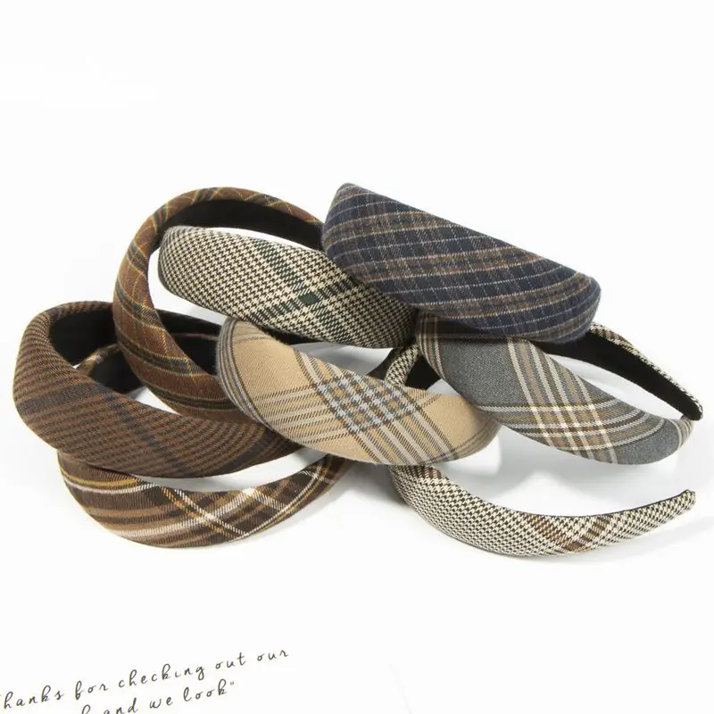 

Jk College Style Wide Headbands Beige Brown Black Houndstooth Hairbands for Women Hair Accessories Girls Fashion Daily Headwear
