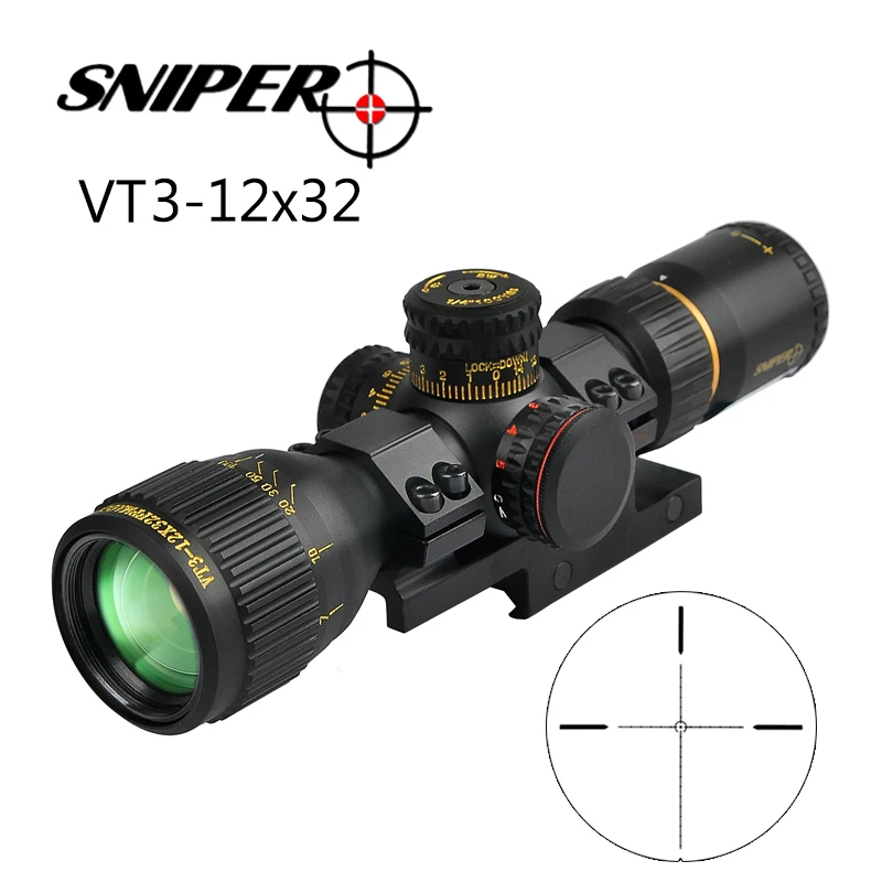 SNIPER VT 3-12X32 компактная первая фокальная плоскость Охотничья винтовка прицел стекло Выгравированный тактический прицел оптические винтовочные оптические прицелы