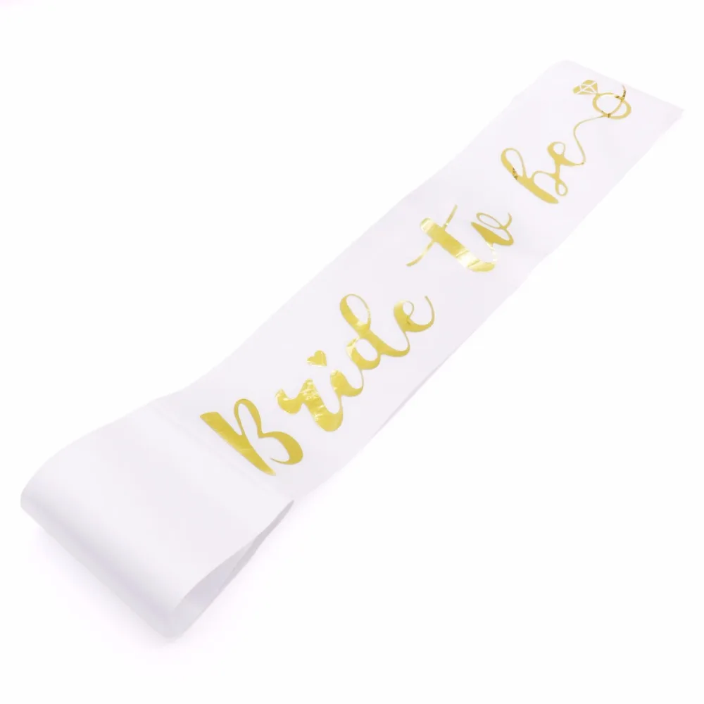 Белая черная Свадебная лента для подружки невесты с золотыми буквами свадебный
