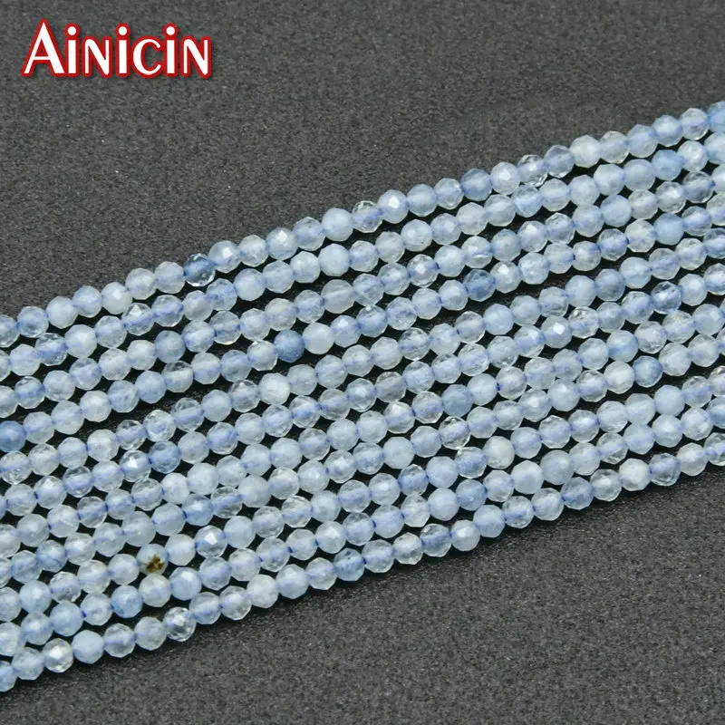 

Светильник, голубой цвет, Натуральный аквамарин, 2 мм, граненая прядь, свободные каменные бусины, высокое качество, сделай сам, материалы для ...