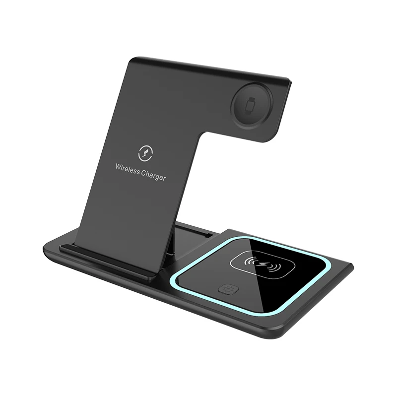 Soporte de cargador inal&aacute;mbrico QI 3 en 1 para iPhone 12, 11, XS, XR, 8, Apple Watch, Airpods Pro, 20W, estaci&oacute;n de carga r&aacute;pida para Samsung S21, S20-3