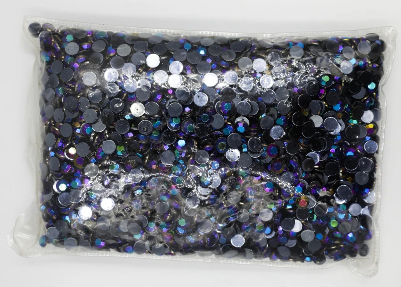 

Jelly Black AB Color 1.5~7mm Flat Back Round Acrylic Rhinestones beads ,3D Acrylic Nail Art / Garment