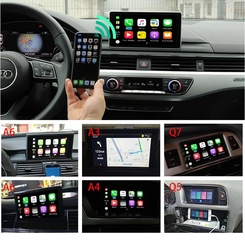 Sinairyu Aftermarket OEM беспроводной Apple CarPlay A3 A4 A5 A6 A7 A8 Q3 Q2 Q5 Q7 MMI решение модернизации с