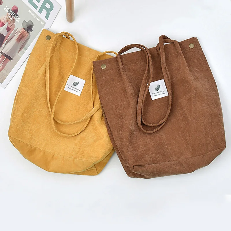 Вельветовые холщовые сумки на плечо для женщин женская сумка из эко-ткани