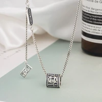 new s925 sterling silver necklace retro abacus harajuku wind tassel pendant personality thai silver womens temperament jewelry