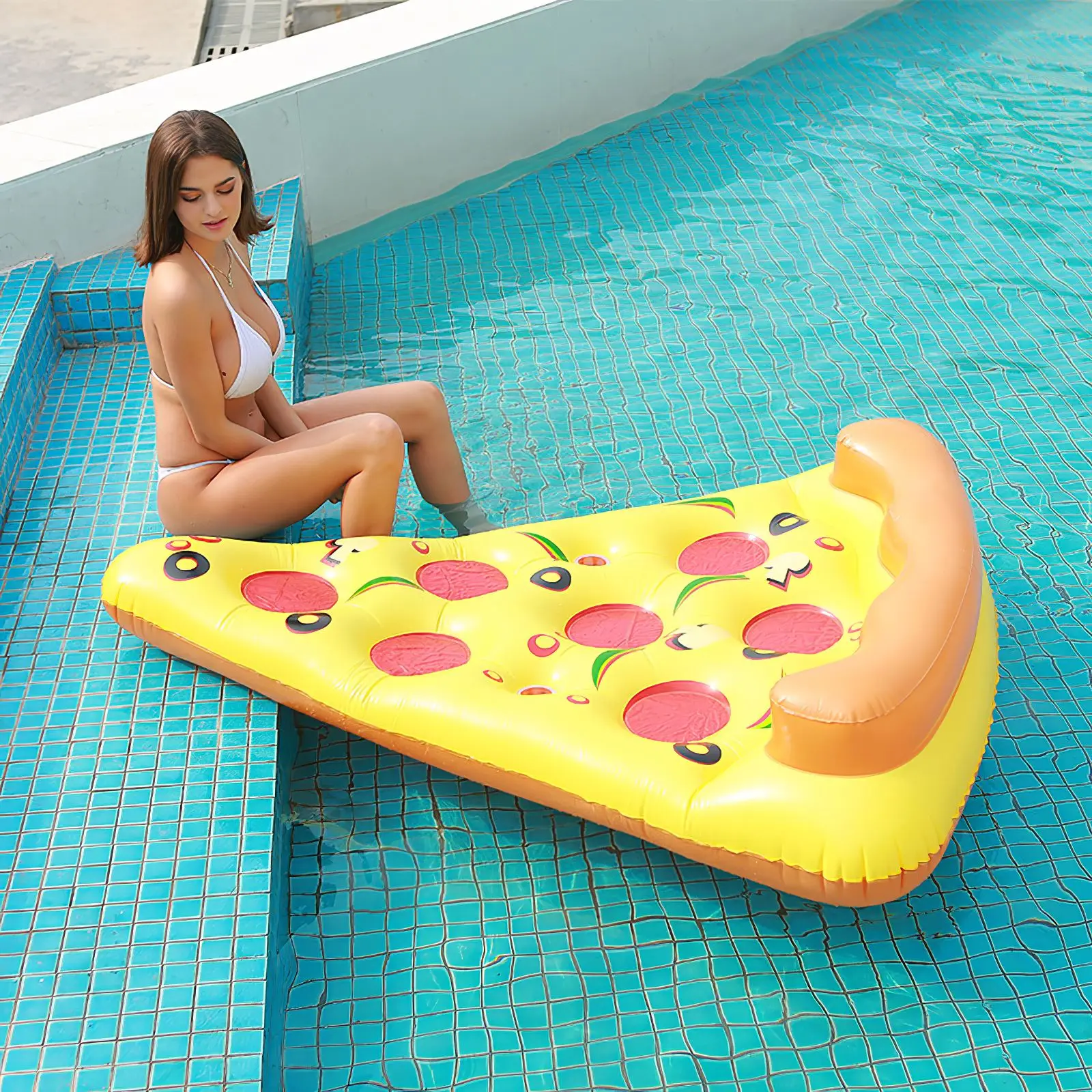 

Pizza Inflatable Adult Pool Float Swimming Pool Floating Bed Swimming Rings Swim Water Pool Life Buoy Water Pool Eye-catching