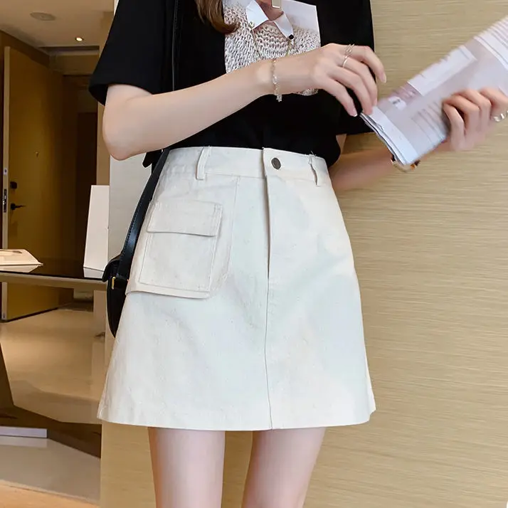 

Ins skirt women's 2021 summer new Korean versatile high waist slim A-line skirt with buttock jeans