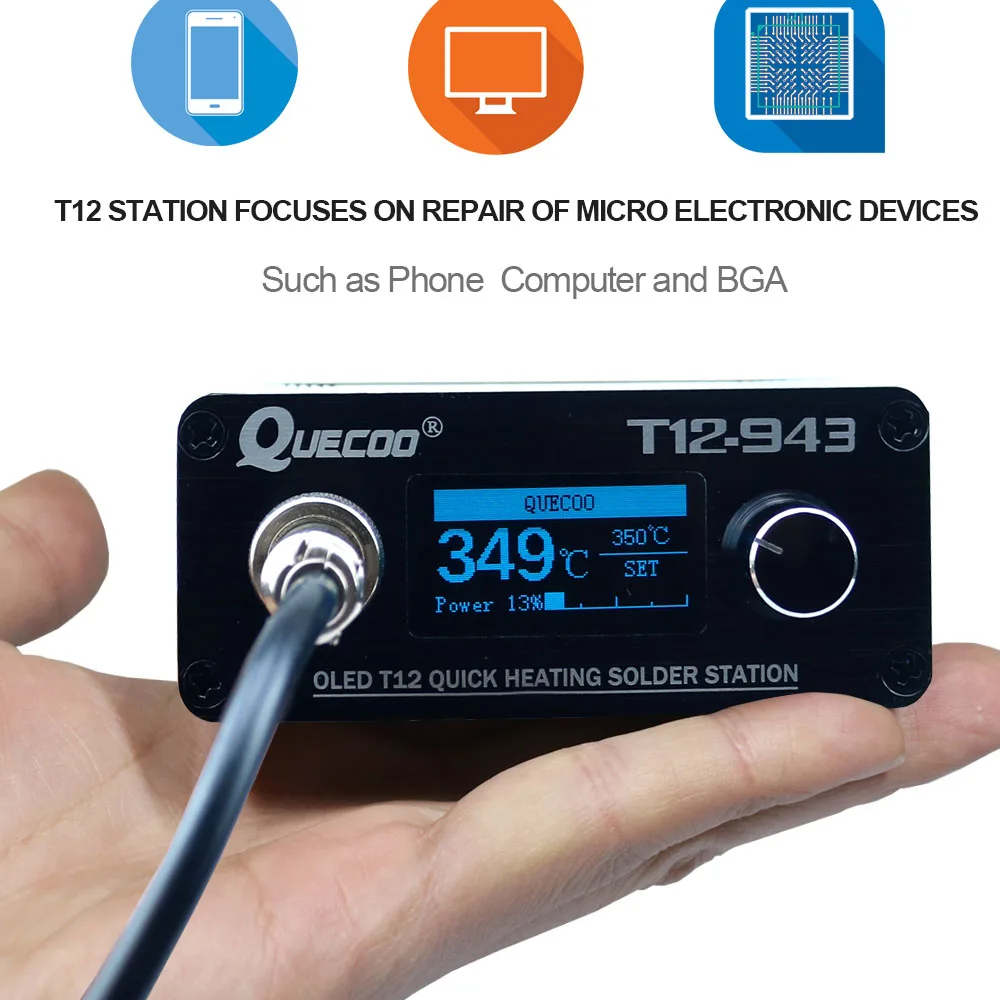 Мини T12-943 OLED-STM32 1,3 дюймов цифровой дисплей паяльная станция электронный сварочный Утюг DC Версия портативный с железными наконечниками