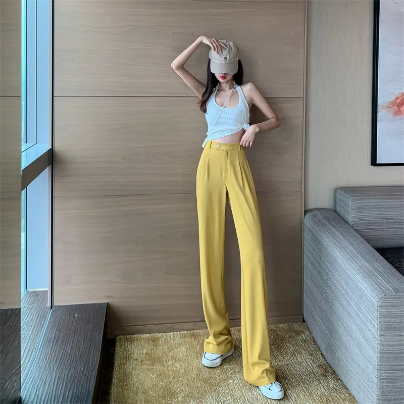 

Casual Wide-Leg Pants 2021 Summer New Korean Style Suit Pants High Waist Loose and Slimming Straight-Leg Pants Women's