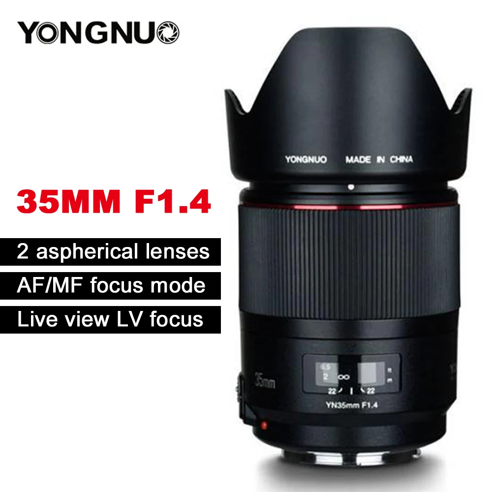 Широкоугольный объектив YONGNUO YN 35 мм F1.4 с полным каркасом для цифровых зеркальных