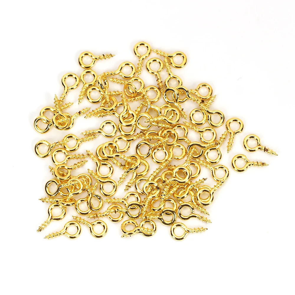 MEIBEADS 100pcs/lot 4x9mm Jewelry Screw Eye Pins Bail Findings For Pendant Top Drilled Zinc Alloy Clasps UF256 | Украшения и